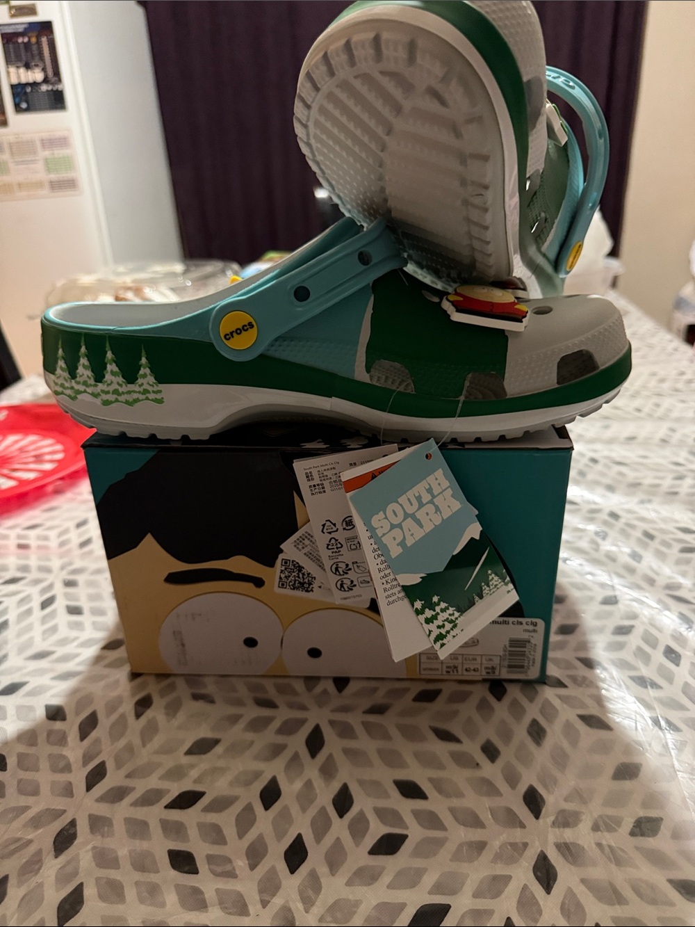 CROCS South Park Themed Green & White Clog
